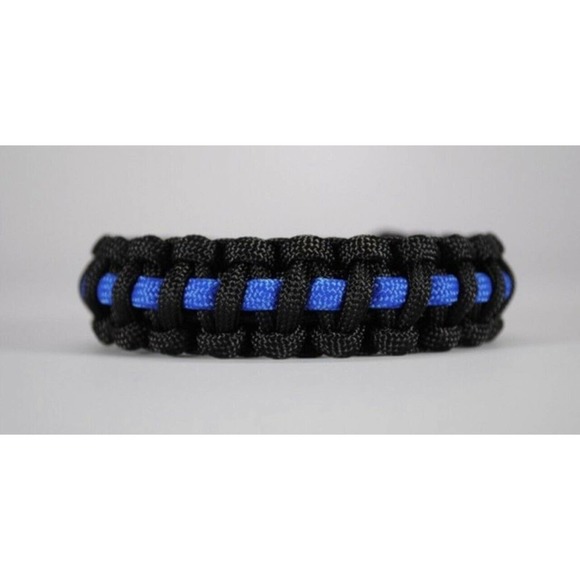 Blue Line Paracord Stainless Steel Adjustable Lock Bracelet S-XL Variations - Picture 4 of 6